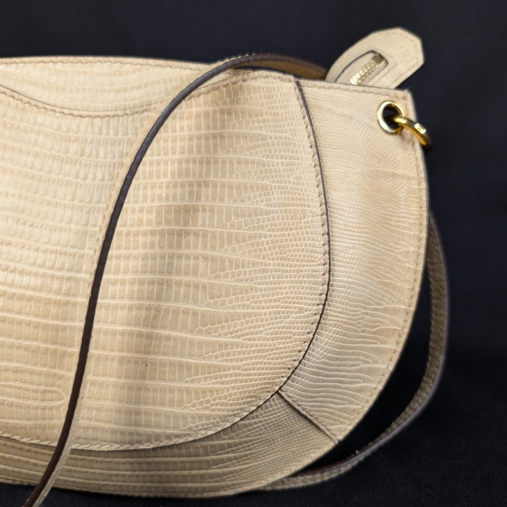 Ulla Johnson Mira Crossbody Bag Cream Lizard Embossed Goatskin Leather Tan Small - Picture 7 of 12